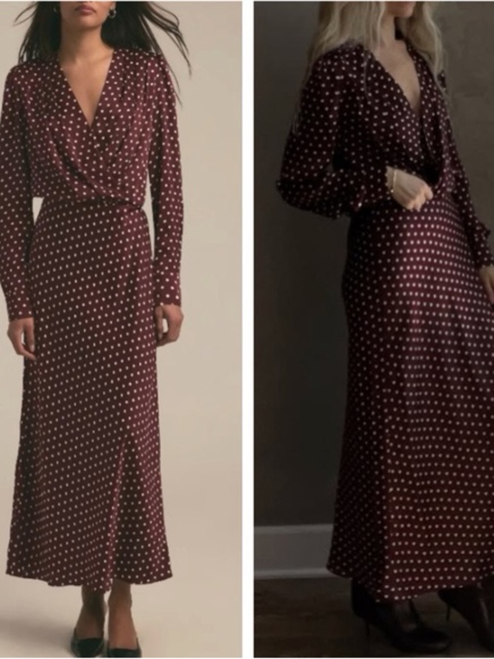 FAVORITE DAUGHTER Nita Long Sleeve Satin Maxi Dress, size medium